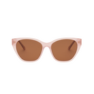 Front view of KayTran Eyewear Taylor - Milky Blush sunglasses with brown tinted lenses on a white background.