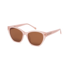 Taylor - Milky Blush pink cat-eye sunglasses by KayTran Eyewear with brown tinted lenses on a white background.