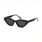 KayTran Eyewears Naomi - Polished Black cat-eye sunglasses with dark lenses on a white background.