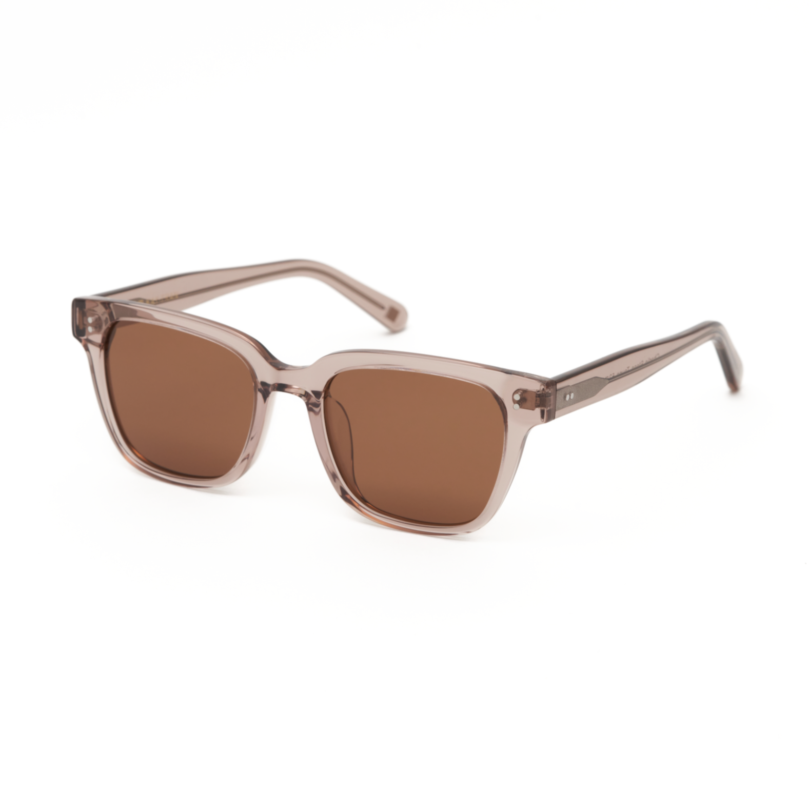 Charlie - Stone Taupe square sunglasses by KayTran Eyewear with brown lenses, shown on a white background.