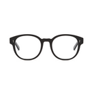 KayTran Eyewear Reese Optical in polished black, round clear-lens glasses shown front on a white background.