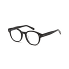 Reese Optical - Polished Black round eyeglasses by KayTran Eyewear with clear lenses on a white background.