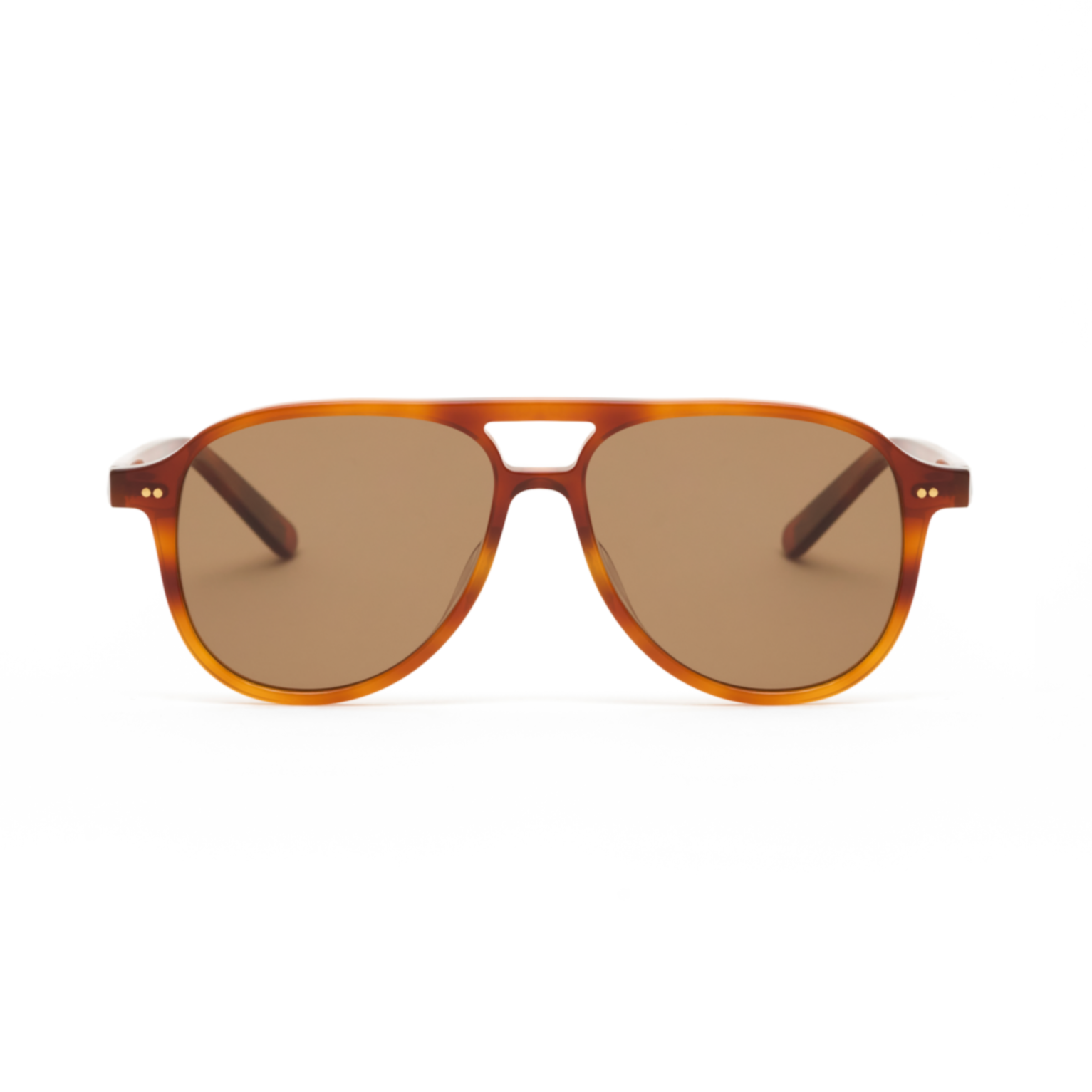 The Knox - Cider by KayTran Eyewear are brown aviator sunglasses with a tortoiseshell frame on a white background.