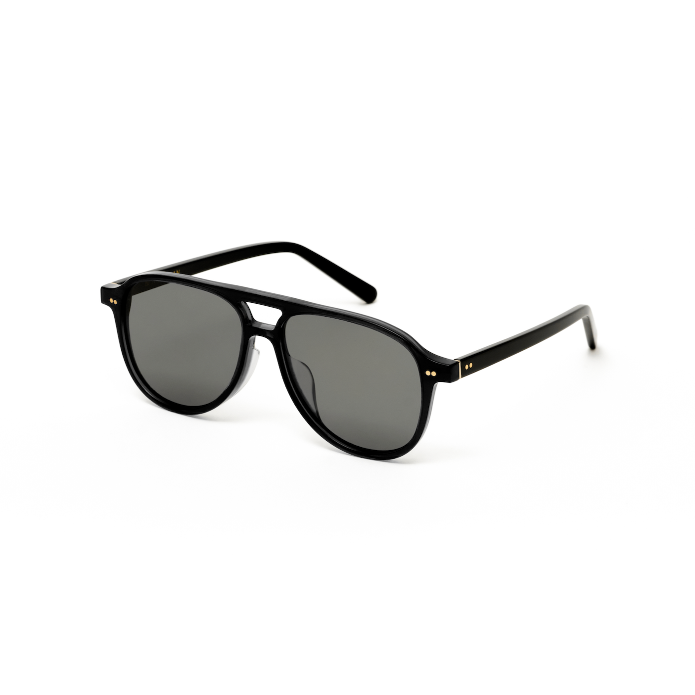 KayTran Eyewears Knox - Monochrome black sunglasses with dark lenses on a white background.
