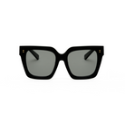 Logan - Polished Black by KayTran Eyewear: square-frame sunglasses with dark lenses shown front view on white.