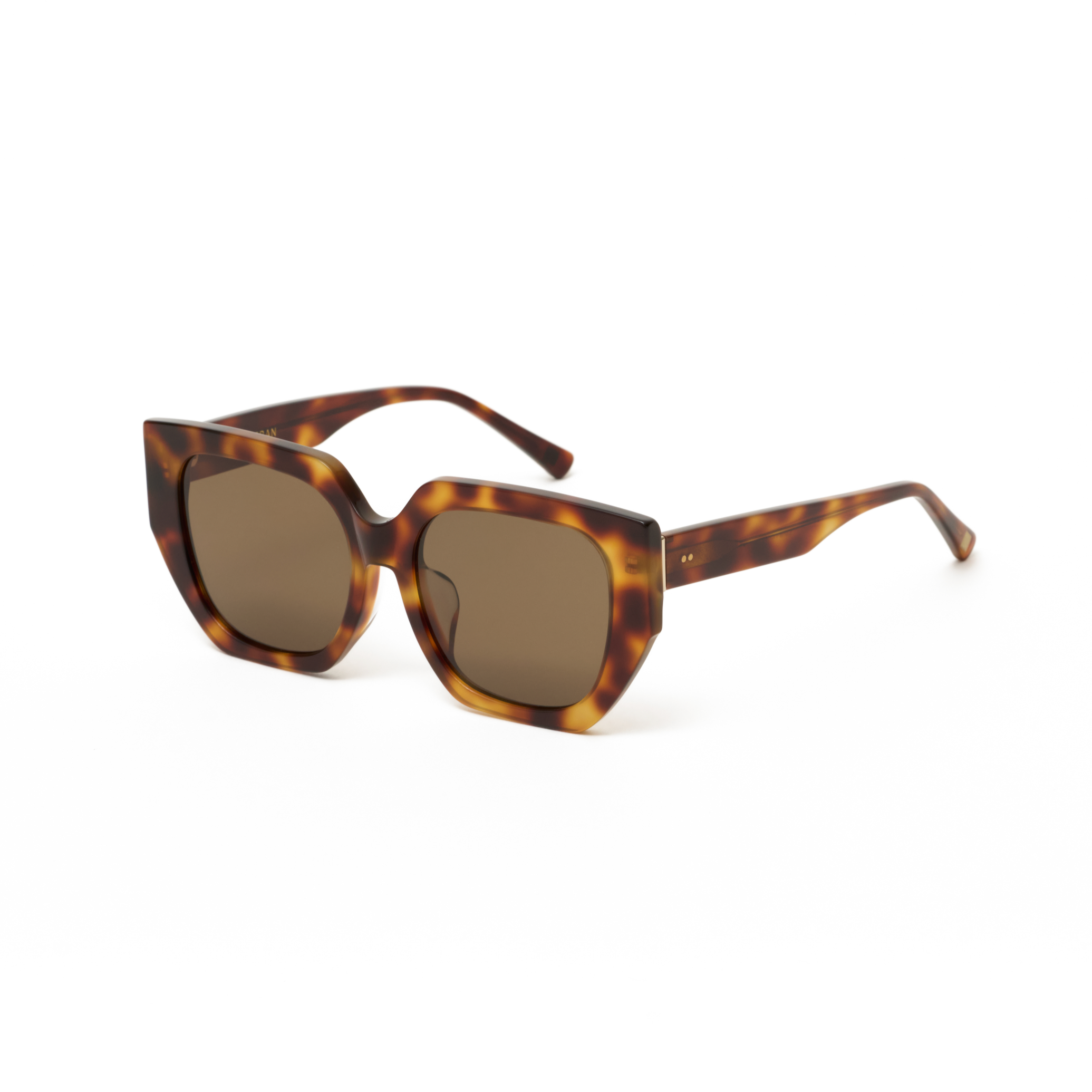 Luna - Honey Tort by KayTran Eyewear: oversized square sunglasses with tortoiseshell frame and dark lenses.