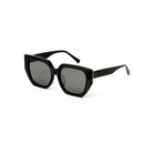 Luna - Polished Black oversized square sunglasses by KayTran Eyewear with dark lenses on a white background.