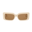 Brooks - Ecru by KayTran Eyewear: rectangular, cream frames with brown lenses, by KayTran x Aiori.