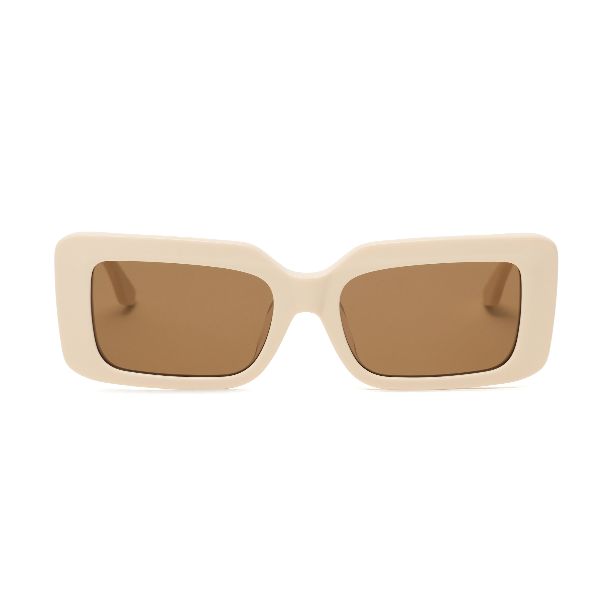 Brooks - Ecru by KayTran Eyewear: rectangular, cream frames with brown lenses, by KayTran x Aiori.