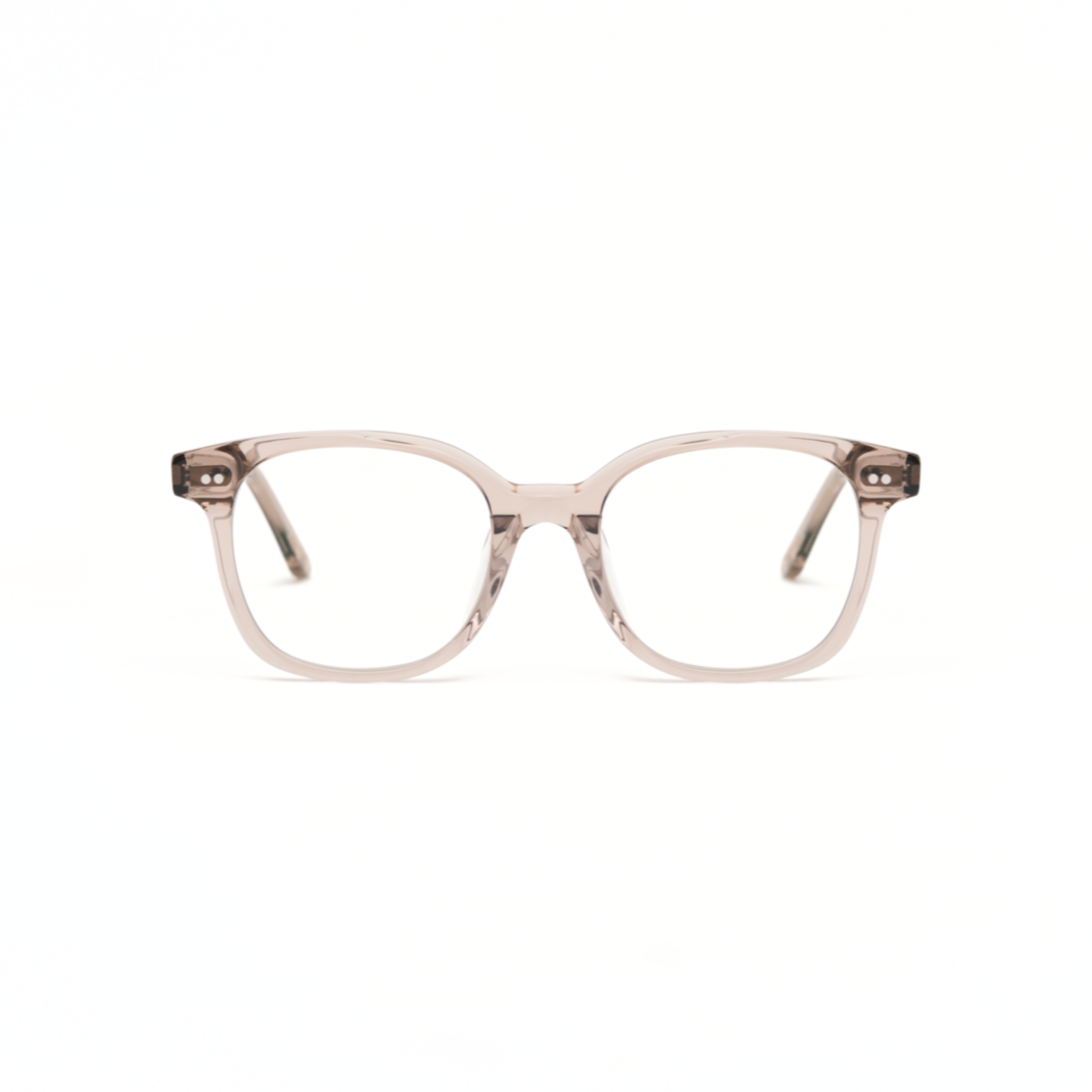 Easton - Stone Taupe square eyeglasses by KayTran Eyewear shown front-facing against a plain white background.