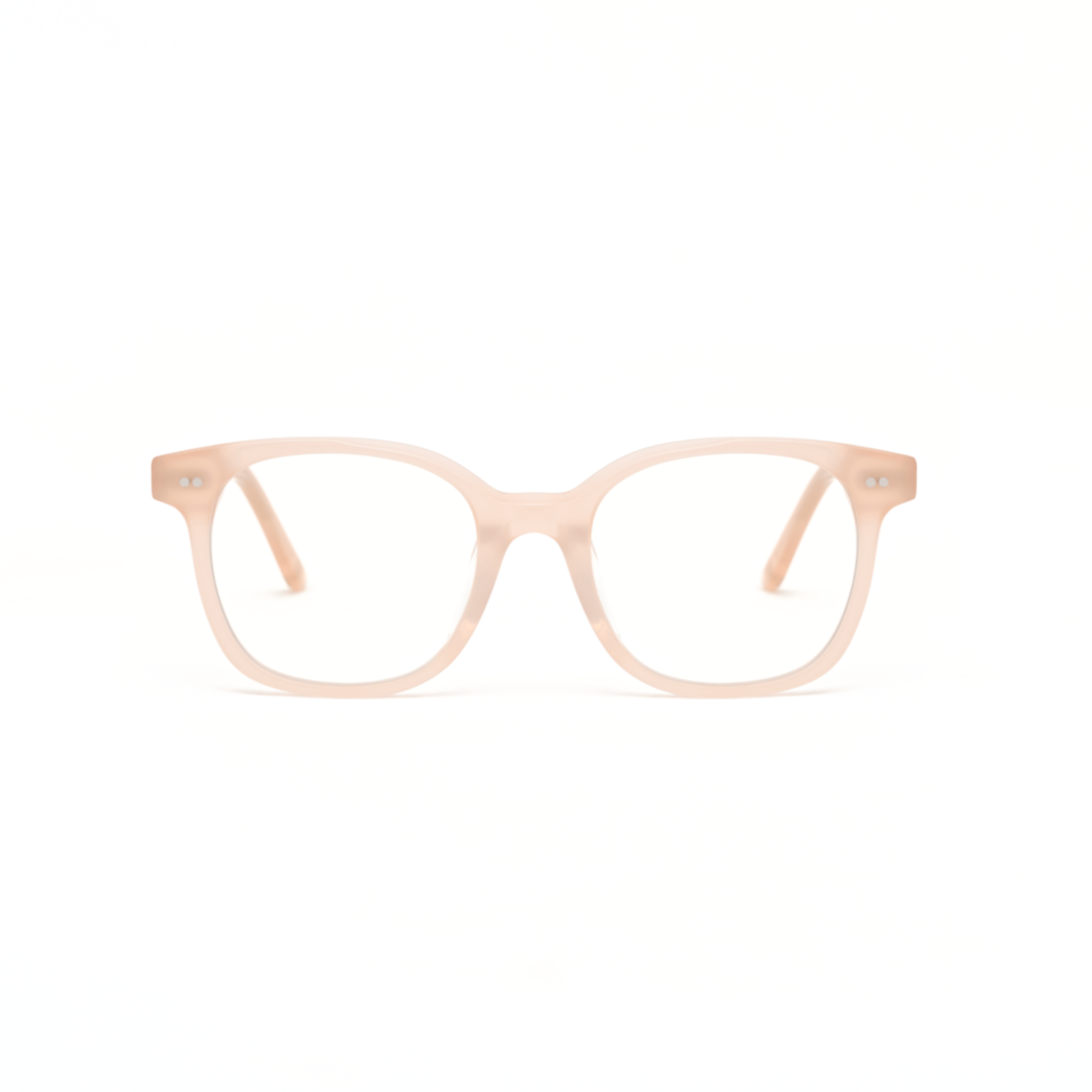 Easton - Peach Blush square eyeglasses by KayTran Eyewear with clear lenses, shown on a plain white background.