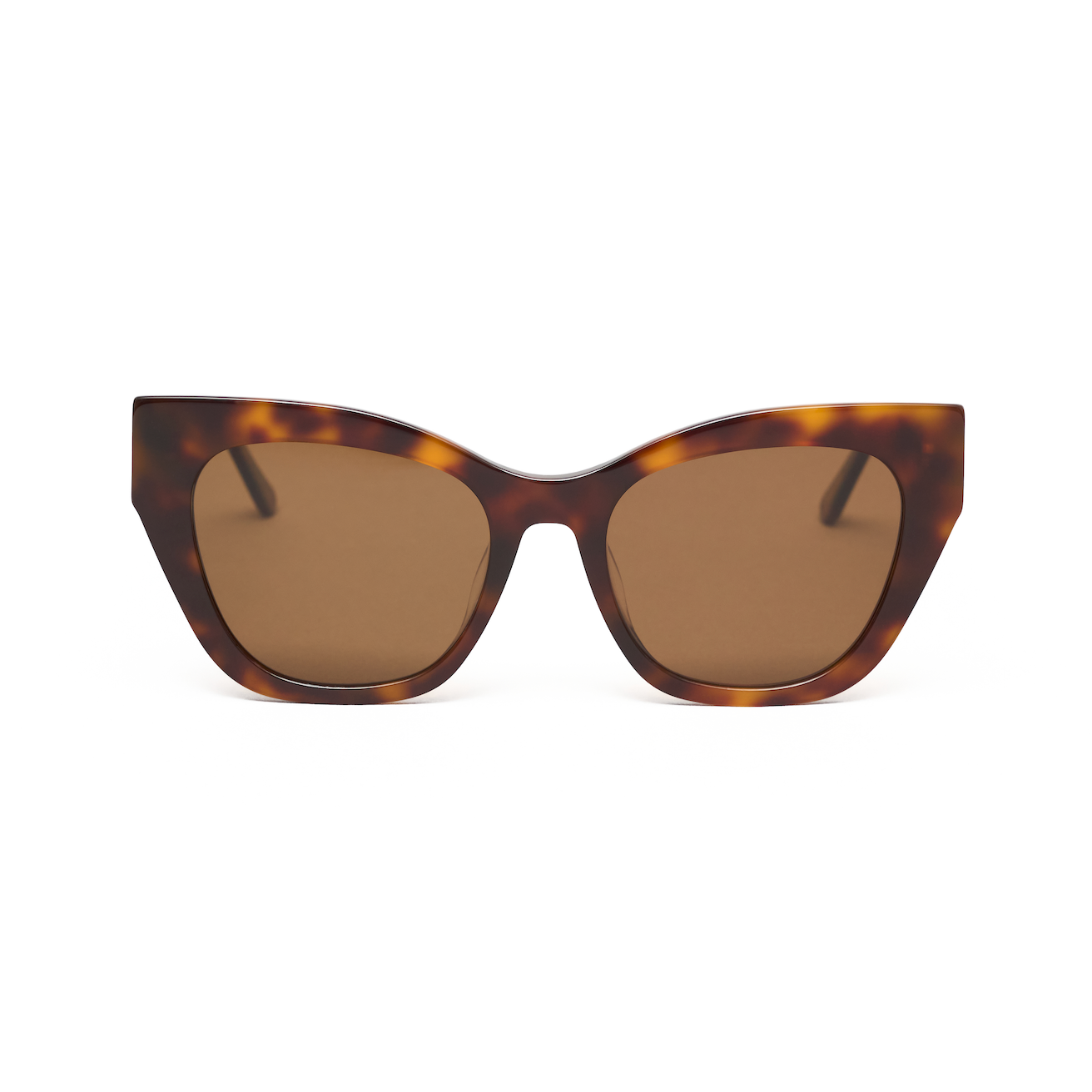 Harper - Lava Tort cat-eye sunglasses by KayTran Eyewear with brown lenses, shown on a white background.