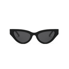 KayTran Eyewear Drew - Polished Black cat-eye sunglasses with thick frames and dark lenses on a white background.