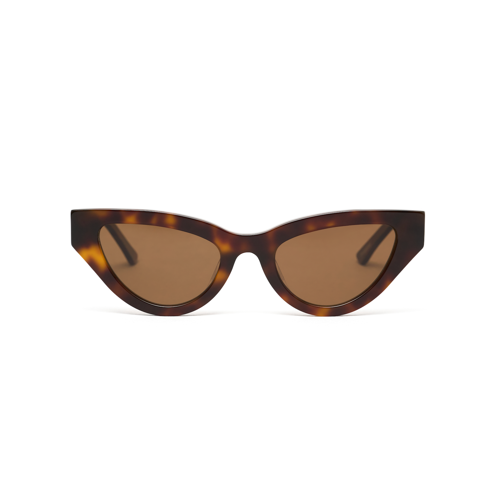 KayTran Eyewear Drew - Honey Tort cat-eye sunglasses with brown lenses, shown on a white background.
