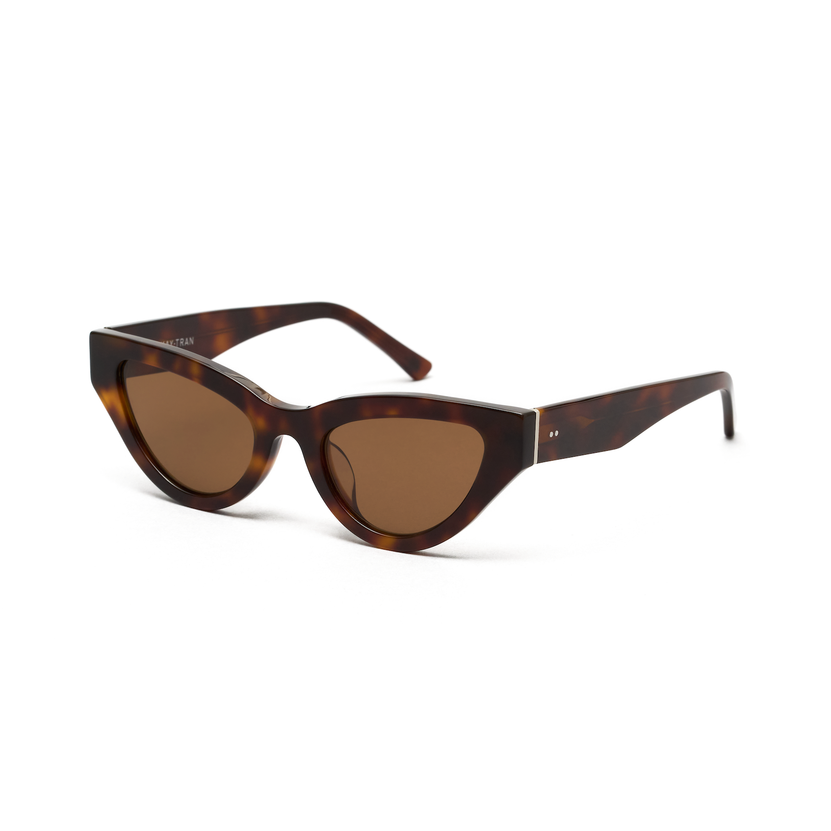 Drew - Honey Tort cat-eye sunglasses by KayTran Eyewear with brown lenses on a white background.