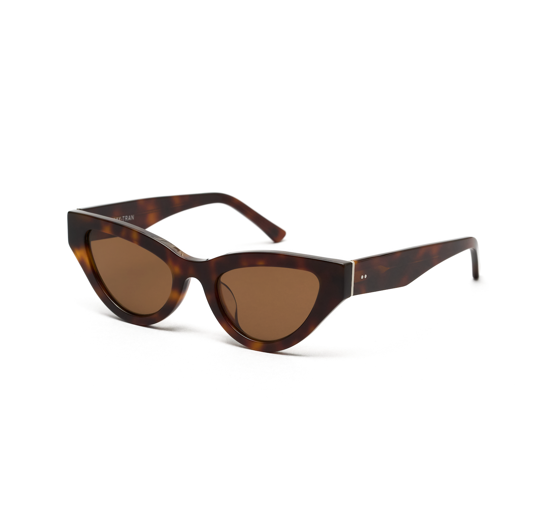 Drew - Honey Tort cat-eye sunglasses by KayTran Eyewear with brown lenses on a white background.