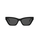Kai - Polished Black cat-eye sunglasses by KayTran Eyewear, dark lenses, shown on a plain white background, facing forward.