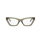 Kai Optical - Sage eyeglass frames by KayTran Eyewear, gray cat-eye with clear lenses, shown on white background.
