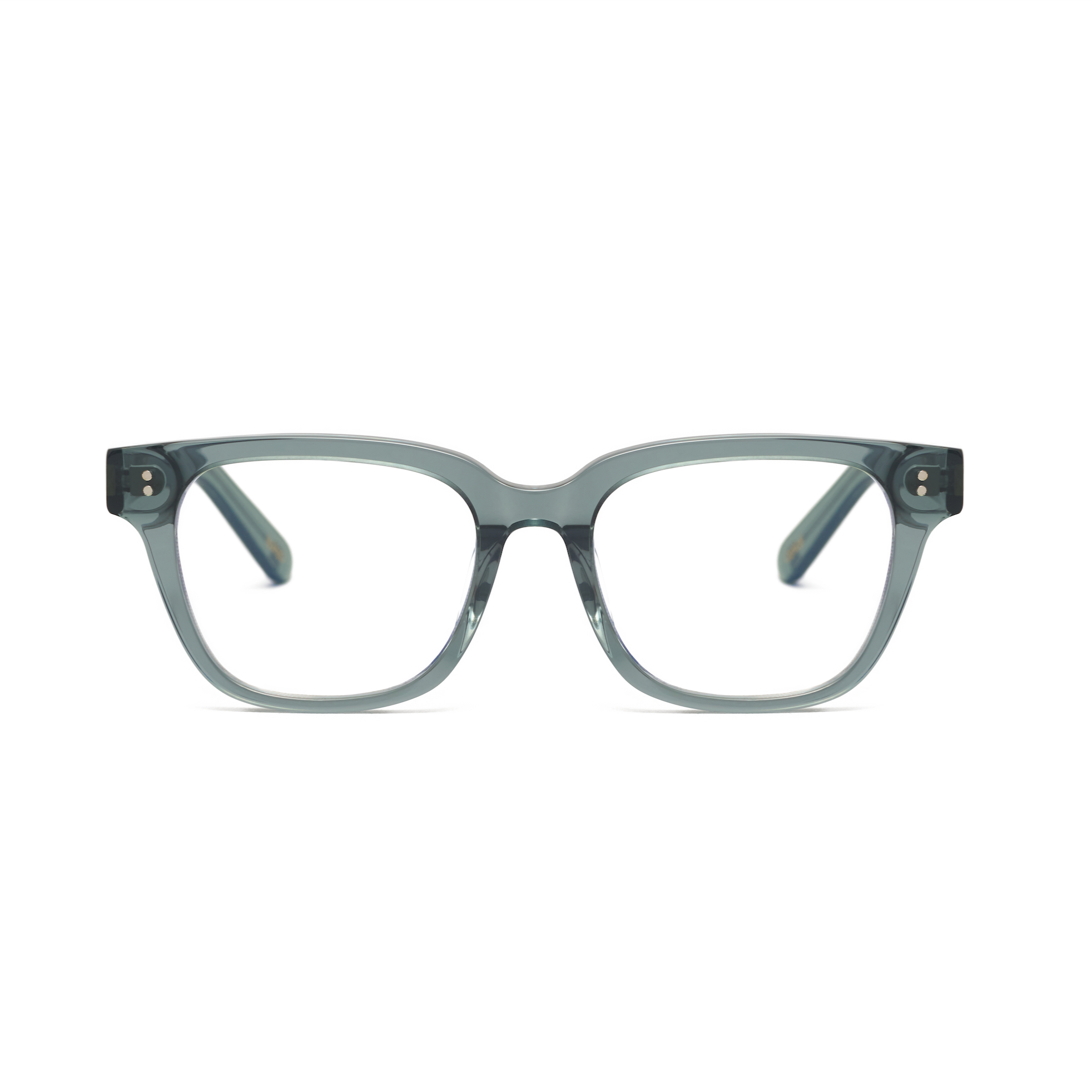 KayTran Eyewears Charlie Optical - Sage: clear rectangular eyeglasses with grey tint, shown front view on white.