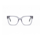 Andy - Folkstone Grey by KayTran Eyewear: clear gray square thick-frame eyeglasses shown from the front on white.