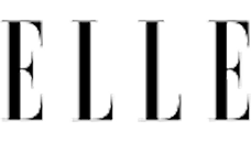 The black and white ELLE magazine logo is shown in all capital letters with a tall serif font on a transparent background.