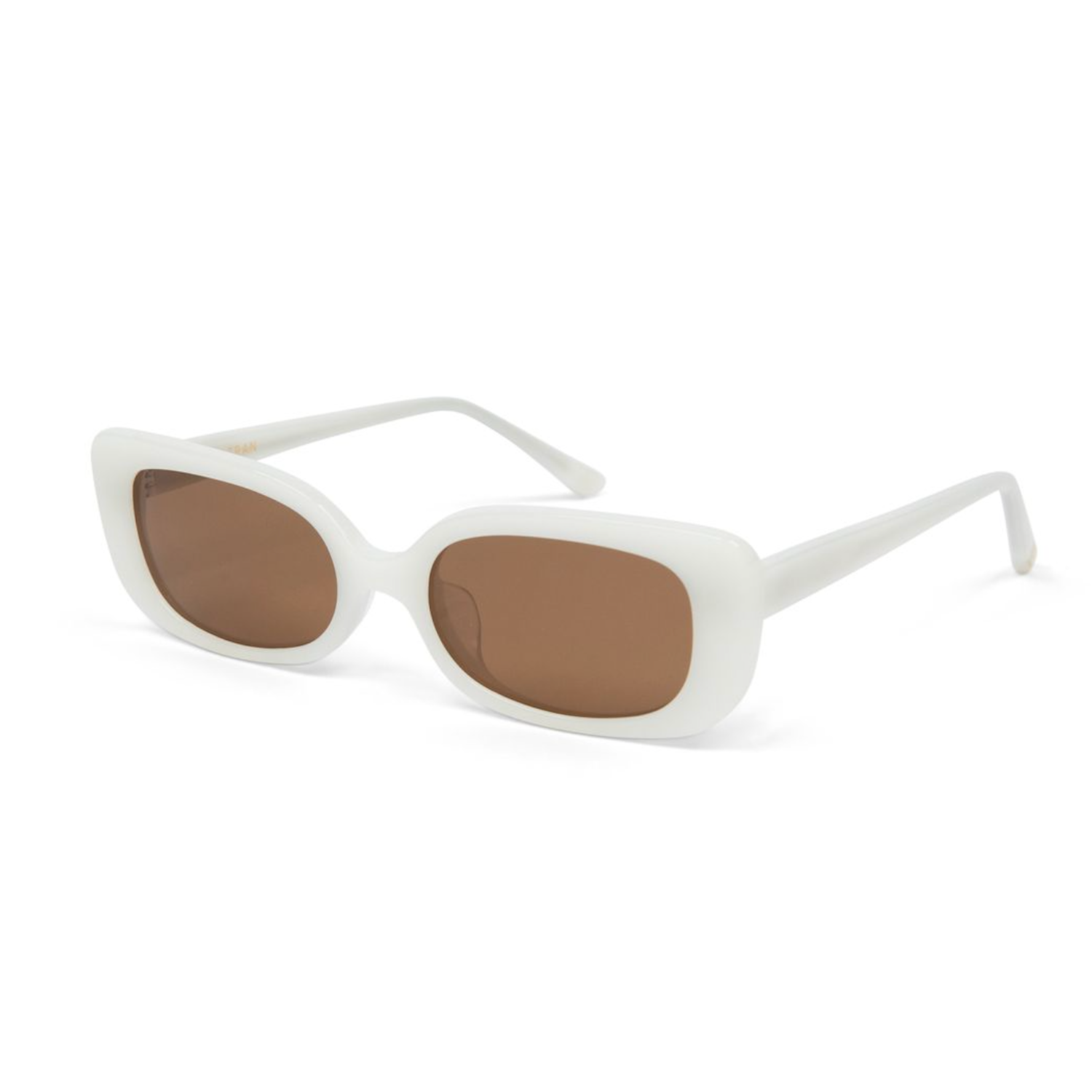 Billie - Ivory by KayTran Eyewear: white rectangular sunglasses with thick frames and brown tinted lenses.
