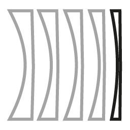LensAdvizor 1.74 Super High Index: five vertical lines, bold black at right, others thin and gray—Clear Optical.