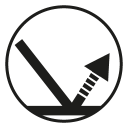 KayTran Eyewears Back Anti-Glare Coating icon: arrow reflecting off a surface in a circle, symbolizing reflection.