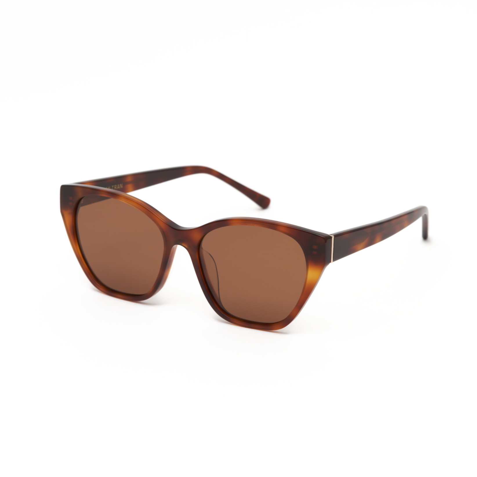 Taylor - Honey Tort sunglasses by KayTran Eyewear feature square brown lenses and wide arms, shown on a white background.