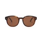 KayTran Eyewears Reese - Amber Honey: round brown tortoiseshell sunglasses with tinted lenses on white background.