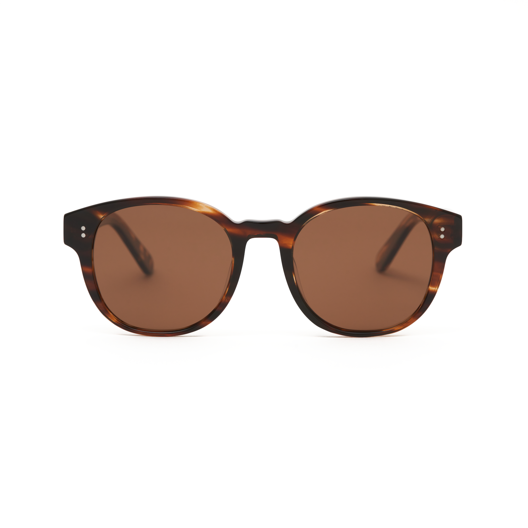 KayTran Eyewears Reese - Amber Honey: round brown tortoiseshell sunglasses with tinted lenses on white background.