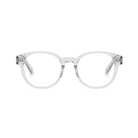 Reese Optical - Fog by KayTran Eyewear: clear round eyeglasses with transparent frames, front view on white background.