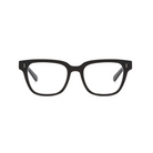 KayTran Eyewear Charlie Optical - Polished Black rectangular eyeglasses with clear lenses on a white background.