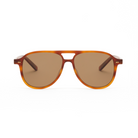 The Knox - Cider by KayTran Eyewear are brown aviator sunglasses with a tortoiseshell frame on a white background.