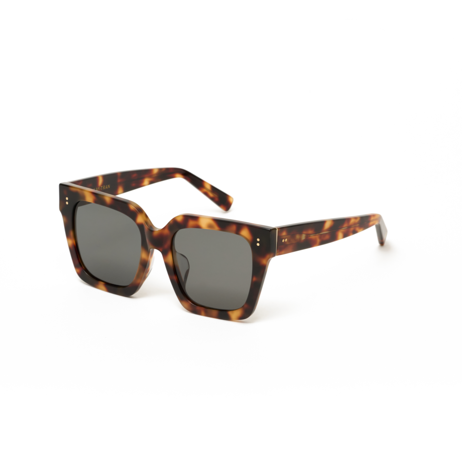 Logan - Ember & Grey Lens square sunglasses by KayTran Eyewear with dark lenses, shown on a white background.