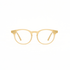 Bailey - Milky Honey round eyeglasses by KayTran Eyewear with clear lenses, on a white background.