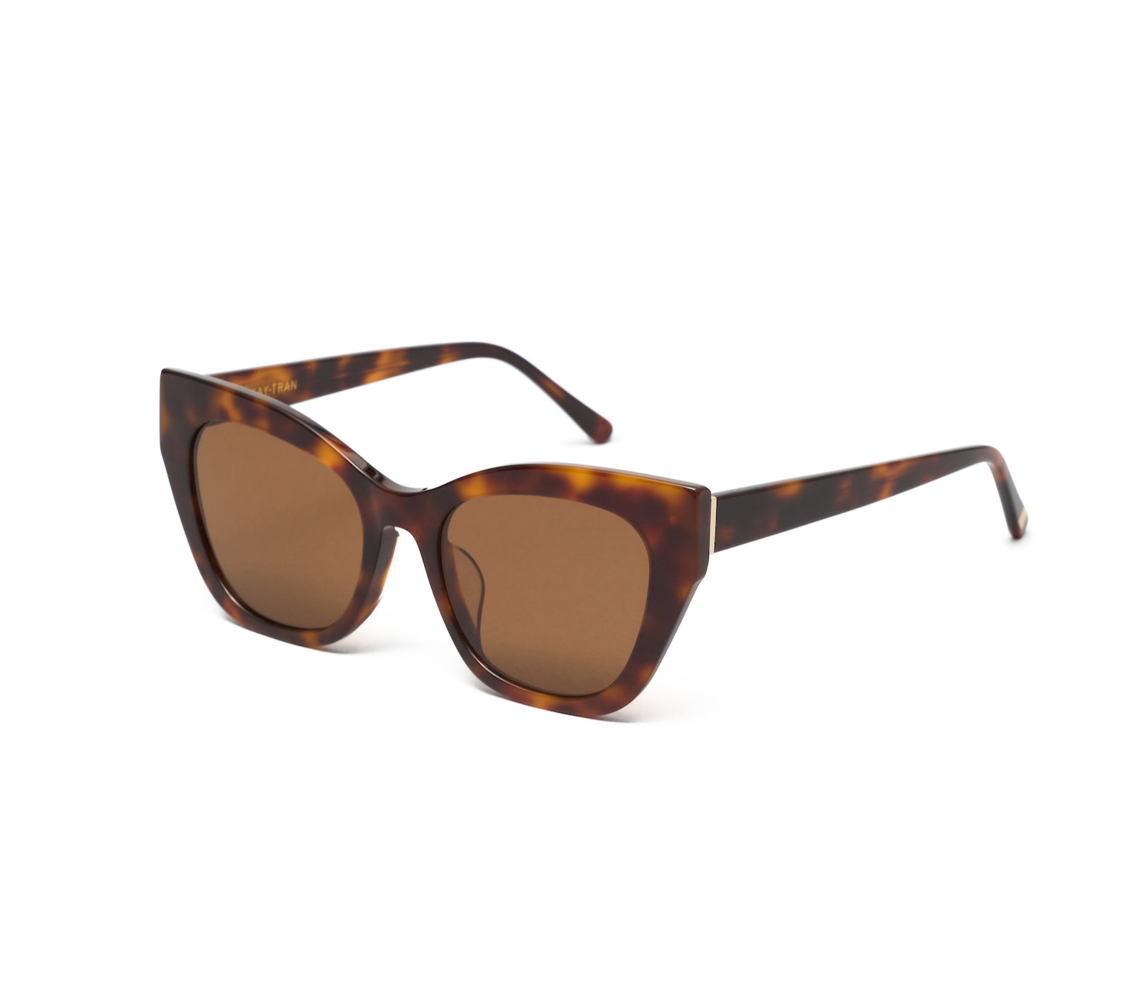 KayTran Eyewear Harper - Lava Tort cat-eye sunglasses with brown lenses, shown on a white background.