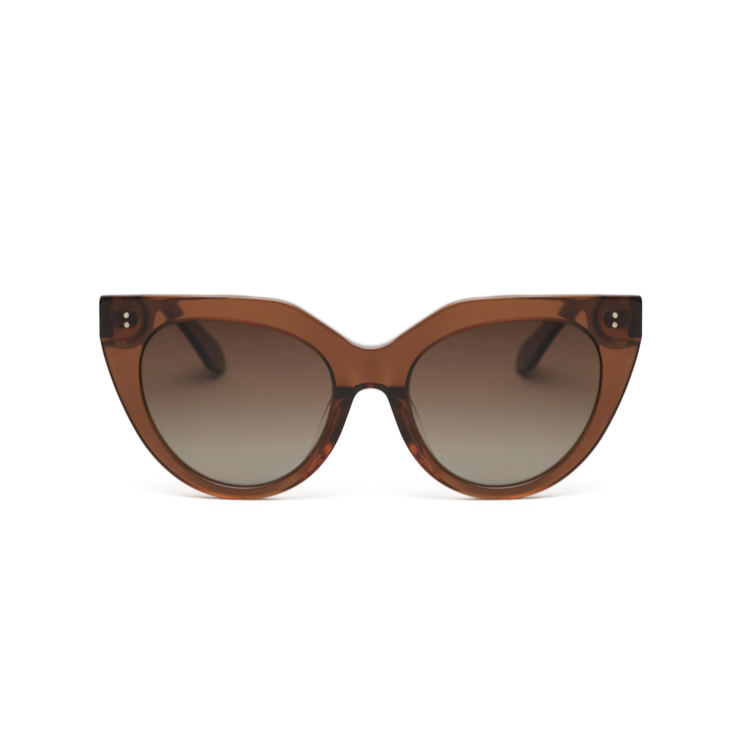 Aiden - Truffle cat-eye sunglasses by kaytran eyewear with dark gradient lenses on a white background.