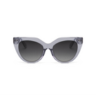 Aiden - Slate by kaytran eyewear: gray cat-eye sunglasses with dark lenses on a white background.