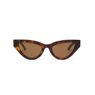 KayTran Eyewear Drew - Honey Tort cat-eye sunglasses with brown lenses, shown on a white background.