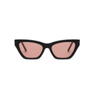 Kai - Black and Peach *Limited Edition* cat-eye sunglasses by KayTran Eyewear, front view on white background.