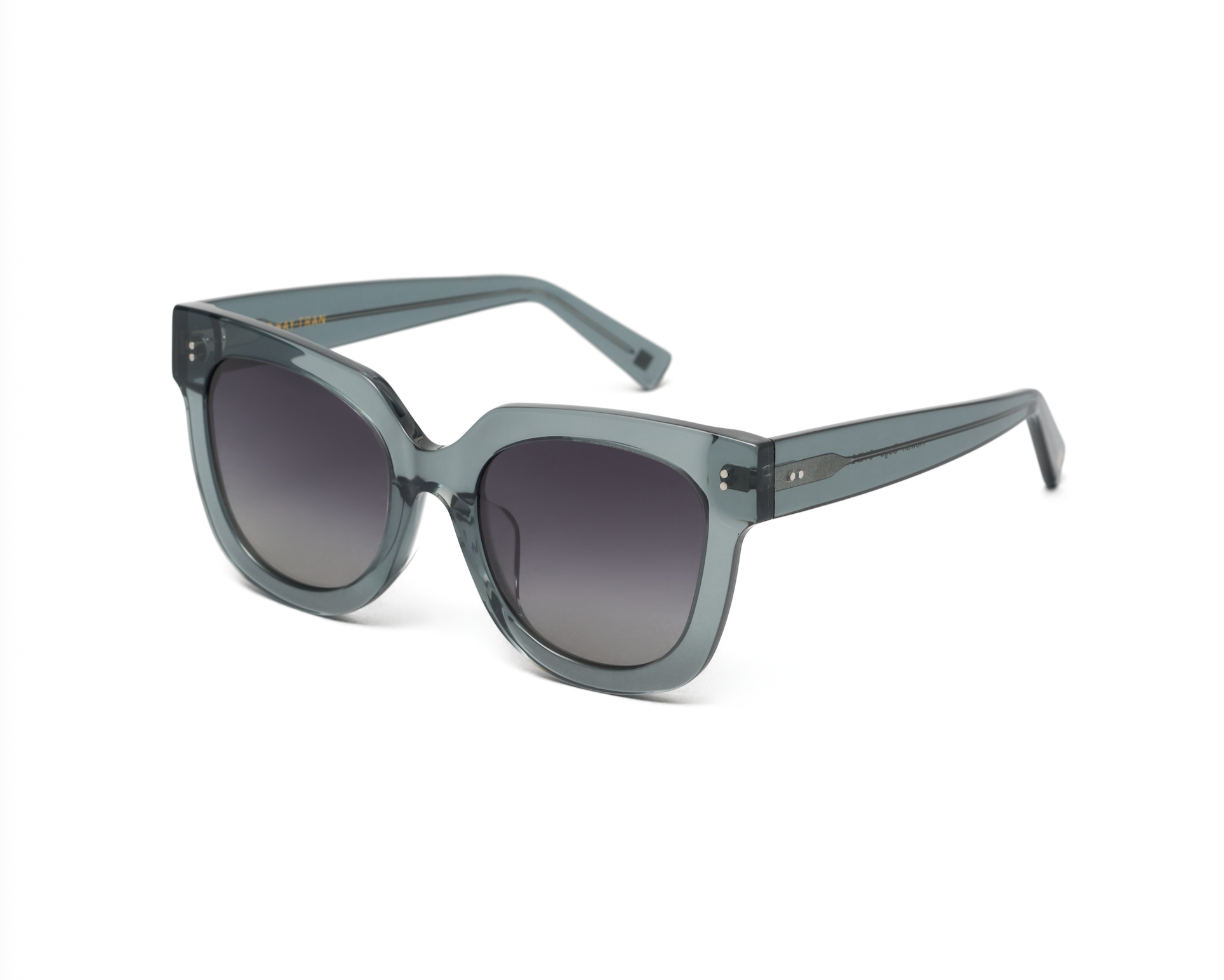 Rowan - Sage by KayTran Eyewear: gray square sunglasses with dark lenses, shown on a white background.